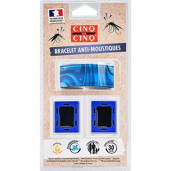 Cinq Sur Cinq Bracelet Motif Bleu Anti-Moustiques 3 unités