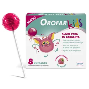OROFAR Kids Throat Relief Lollipops +3 Years Raspberry 8 units