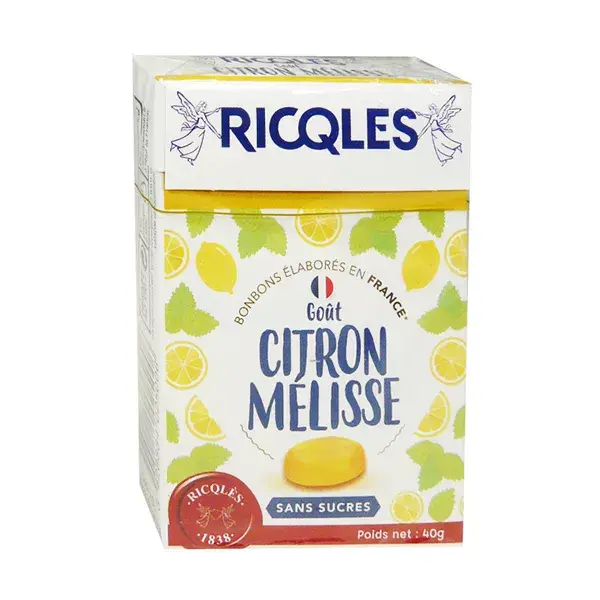Ricqles Bonbons Citron Melisse sans Sucre 40g