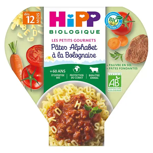 Hipp Bio Les Pré-Maternelles Pasta Alfabeto a la Boloñesa +12m 230g