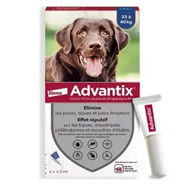 Advantix Chien Solution Antiparasitaire Grande Race 25 à 40kg 4 pipettes