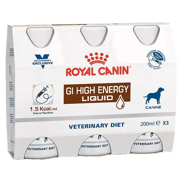 Royal Canin Veterinary Diet Cane Gastrointestinal High Energy Liquido Alimento Enterale 200mlx3