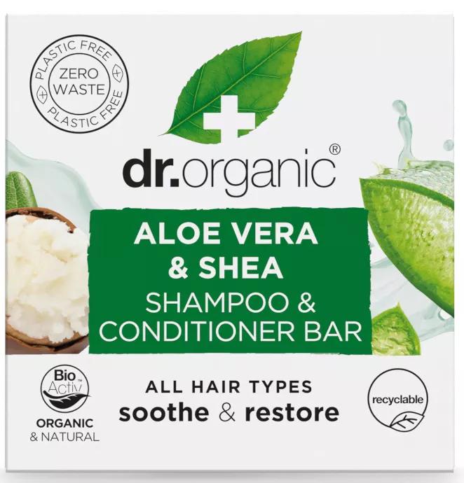 Dr. Organic Shampoing et Après-shampooing solides à l'Aloe Vera et au Karité 75 gr