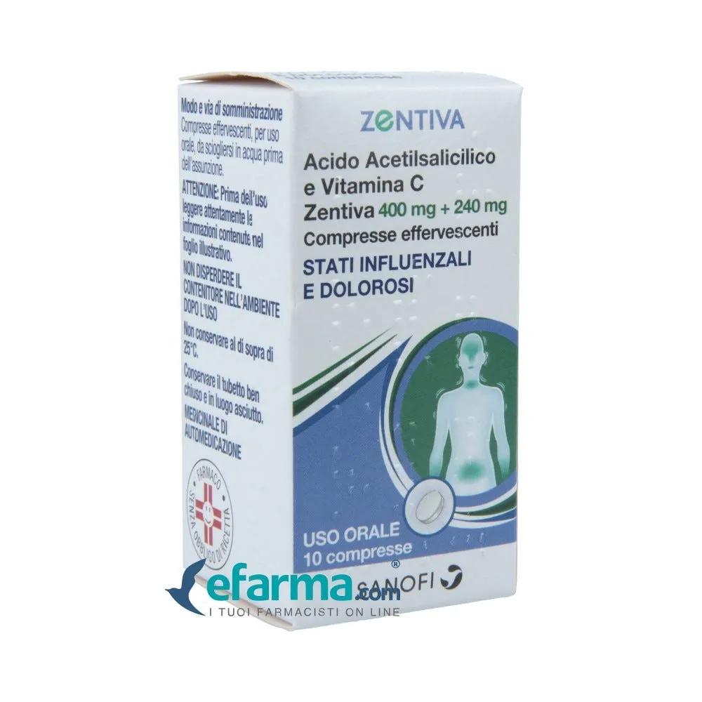 Acido Acetilsalicilico + Vitamina C Zentiva 400 mg + 240 mg 10 Compresse Effervescenti