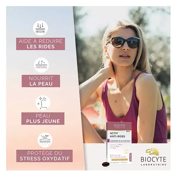 Biocyte Activ Anti-Rides Glycosérym EF® Vitamine C, Zinc 30 capsules