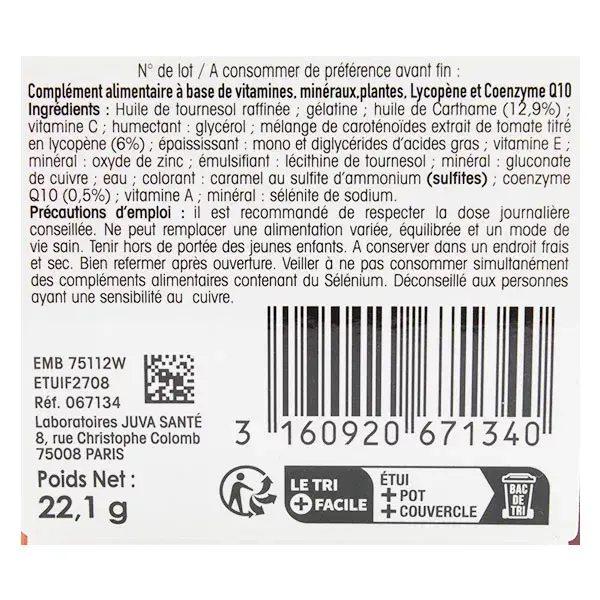 Juvamine Bronzage Anti-Age Anti-Oxydant 30 capsules