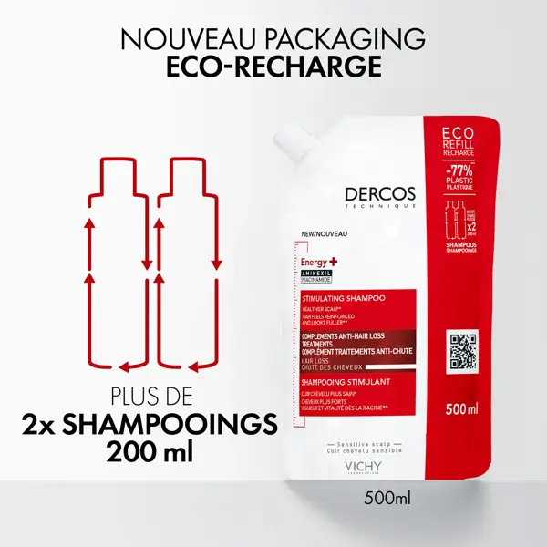 Vichy Dercos Technique Shampooing Energy+  2x Écorecharge 500ml