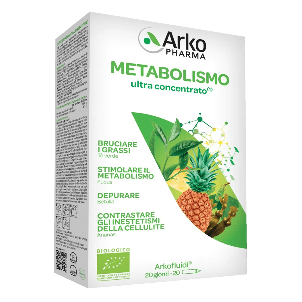 Arkofluidi Metabolismo Bio Integratore Detox 20 Flaconcini