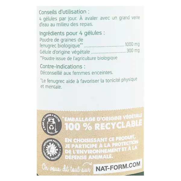 Nat & Form Bio Fenugrec 200 gélules végétales