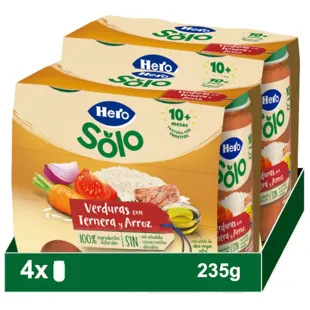 Hero Baby Jar of Vegetables with Beef and Rice with Pieces +10m 4x235 gr