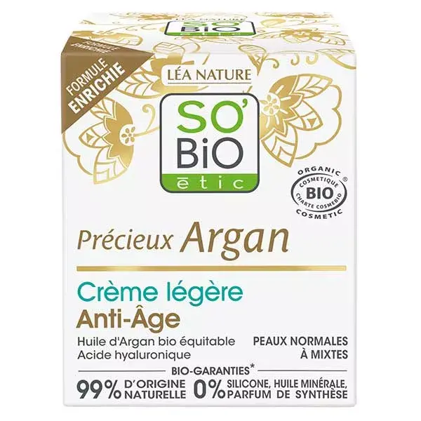 So'Bio Étic Précieux Argan Crème Légère Anti-Âge Jour Bio 50ml
