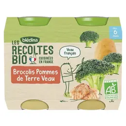 Blédina Les Récoltes Bio Brocolis Pommes de terre Veau Lot de 2 x 200g