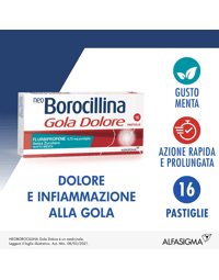 Neo Borocillina Gola Dolore 8,75mg Menta Senza Zucchero 16 Pastiglie