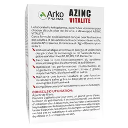 Arkopharma Azinc Adulte Vitalité Vitamines C & E Zinc 60 gélules