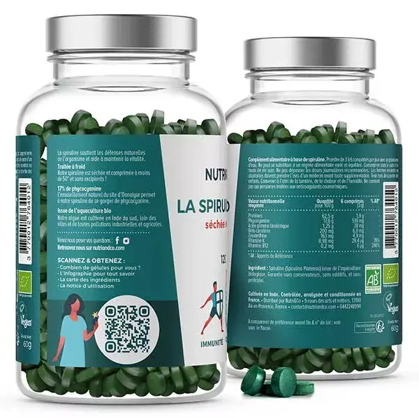 Nutri&Co Spiruline Bio Immunité et Tonus Vegan 120 comprimés