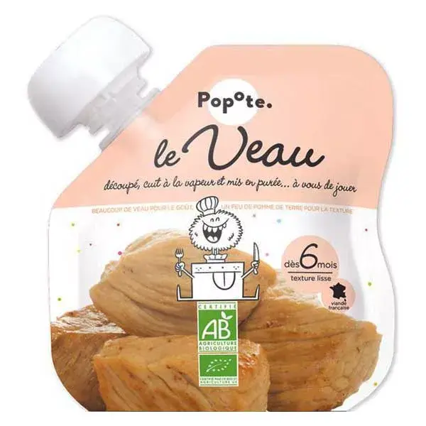 Popote Les Viandes Gourde Veau +6m Bio 60g