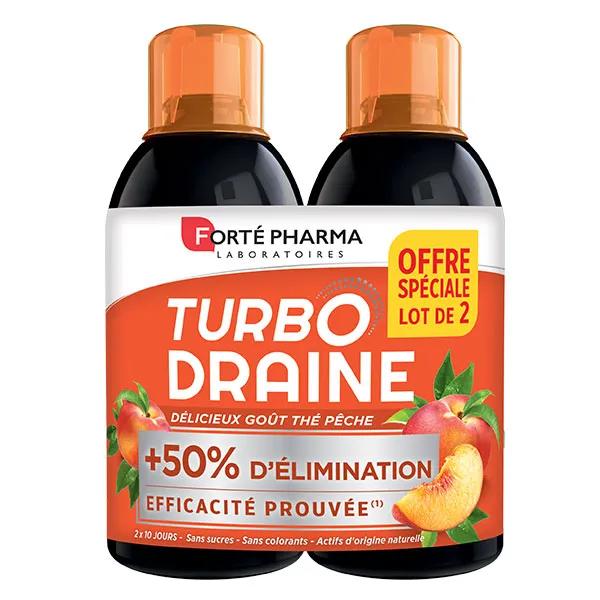 Forté Pharma TurboDraine Minceur Boisson Thé Pêche Lot de 2 x 500ml PROMO