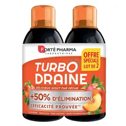 Forté Pharma TurboDraine Thé Pêche Draineur Minceur Elimination Lot de 2 x 500ml