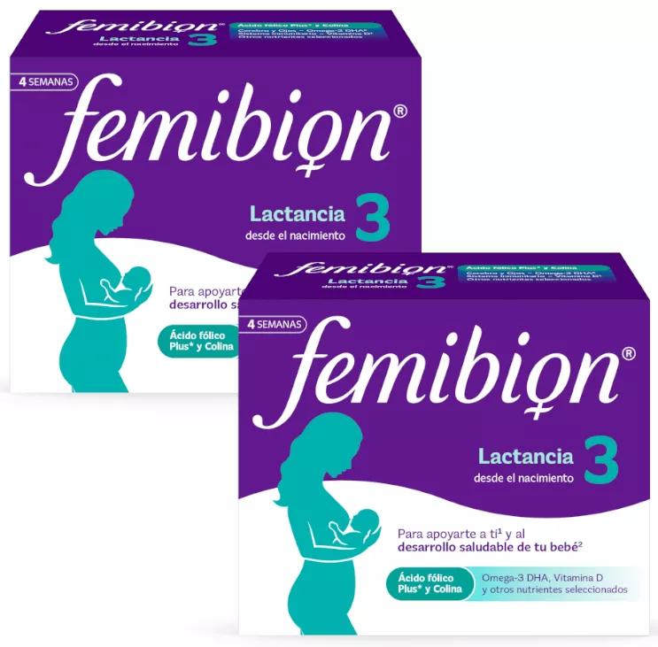 Femibion ​​​​3 Multivitamines de grossesse pour femmes allaitantes à l'acide folique 2x28 comprimés et 28 gélules