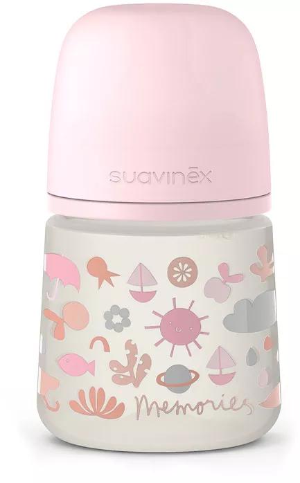 Suavinex Babyfles Memories Anatomische siliconen speen maat T1S 150ml roze