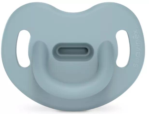Suavinex Schnuller, komplett aus Silikon, anatomischer Sauger Sx Pro, 0–6 Monate, Essence Blue