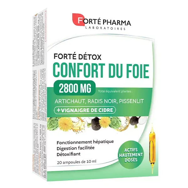 Forté Pharma FortéDétox Confort du Foie 2800 Vinaigre de Cidre 20 ampoules