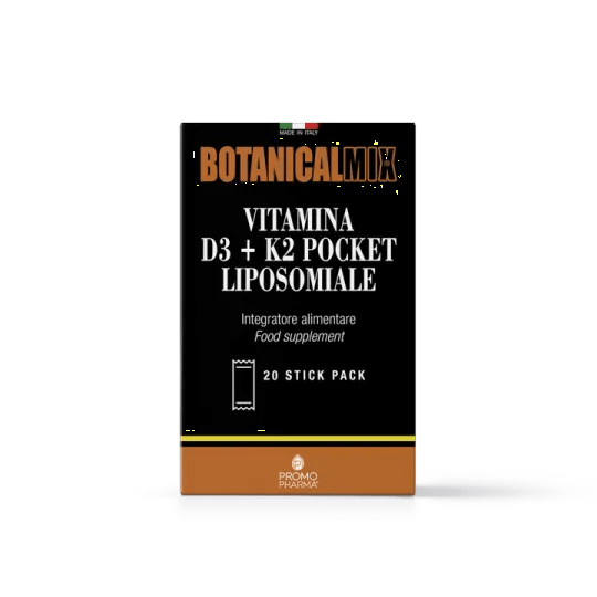 Botanical Mix Vitamina D3 + K2 Pocket Liposomiale Integratore Per Ossa e Sistema Immunitario 20 Stick