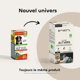 Biovetol - Alimentaire Bien-Être - Poudre Alt'vers Grand Chien Bio >20kg - 70g