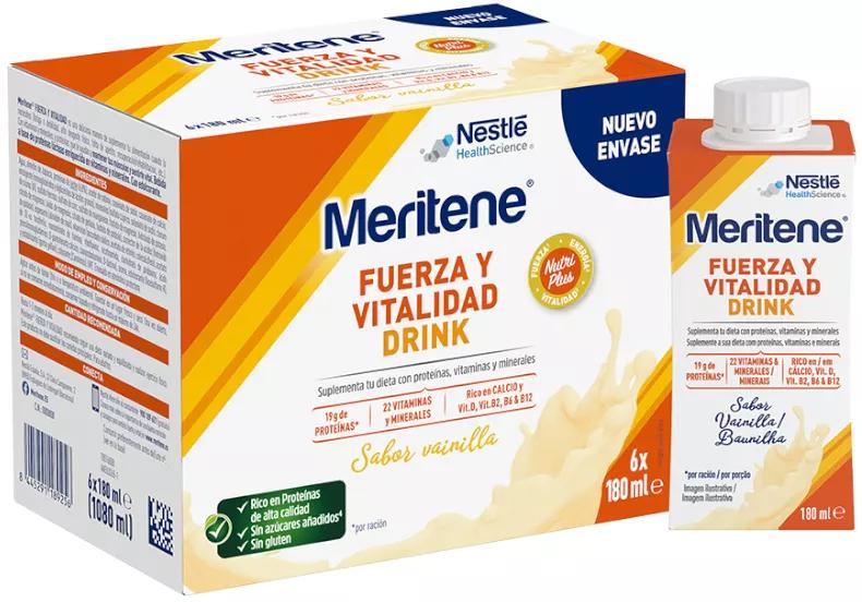 Meritene Drink Kracht en Vitaliteit Vanillesmaak 6x180 ml