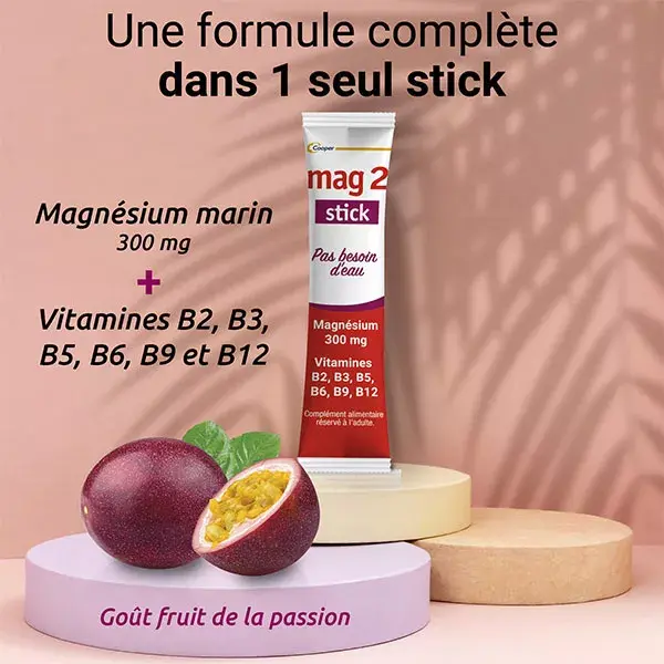 MAG 2 Stick Magnésium et 6 Vitamines B Nervosité Fatigue 30 sticks ...