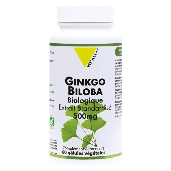 Vit'all+ Ginkgo Biloba 500mg Bio 60 gélules végétales
