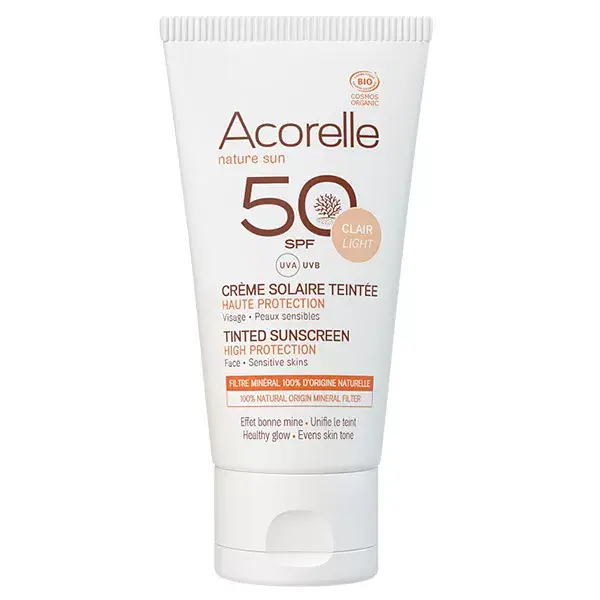 Acorelle Crème Solaire Teinte Claire SPF50 Bio 50ml