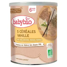 Babybio 5 Céréales Vanille Riz, Blé, Avoine, Seigle, Quinoa +6m Bio 220g