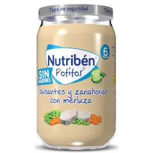 Nutribén Potito Suprema de Merluza con Guisantes y Zanahorias +6m 235 gr