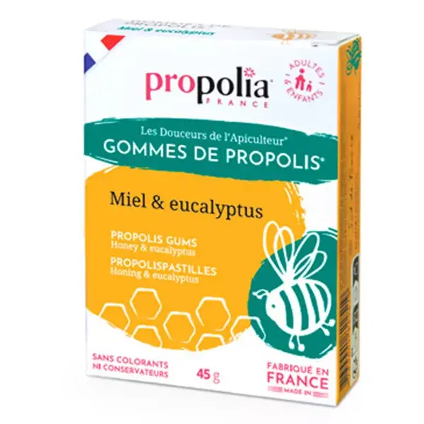 Propolia Les Douceurs de l'Apiculteur Gommes de Propolis Miel & Eucalyptus 45 unités