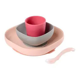 Béaba Repas Coffret Silicone Rose 4 pièces