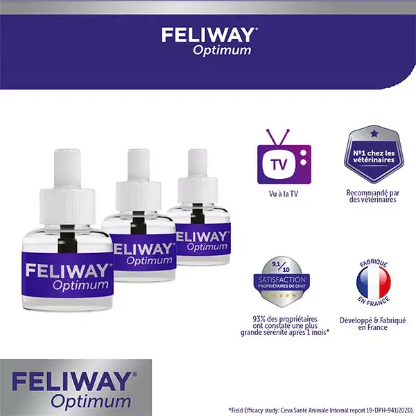 FELIWAY Optimum Eco Pack 3 refills Anti-stress cat new formula 3x30 days