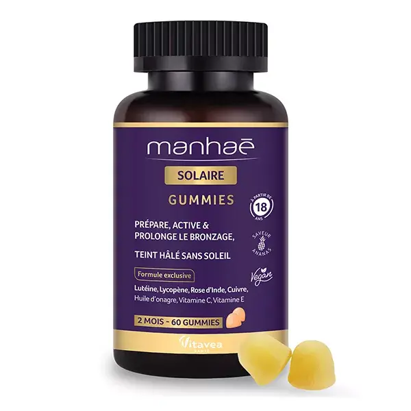 Manhaé Solare Gummies Prepara, Attiva e Prolunga l'Abbronzatura 60 Gummies