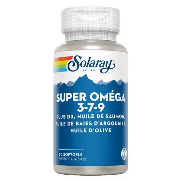 Solaray Super Oméga 3-7-9 + Vitamine D 60 gélules