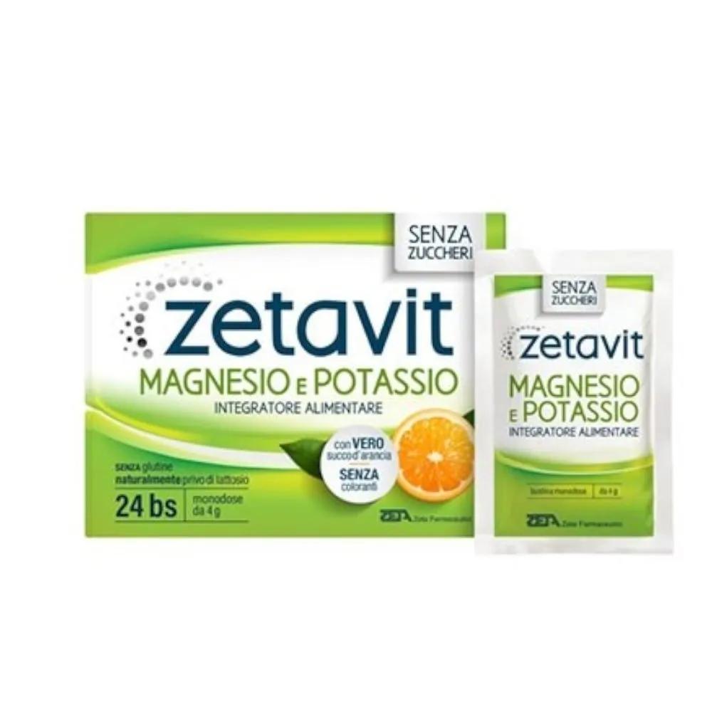 Zetavit Magnesio e Potassio Integratore Per Stanchezza e Spossatezza Senza Zucchero 24 Bustine