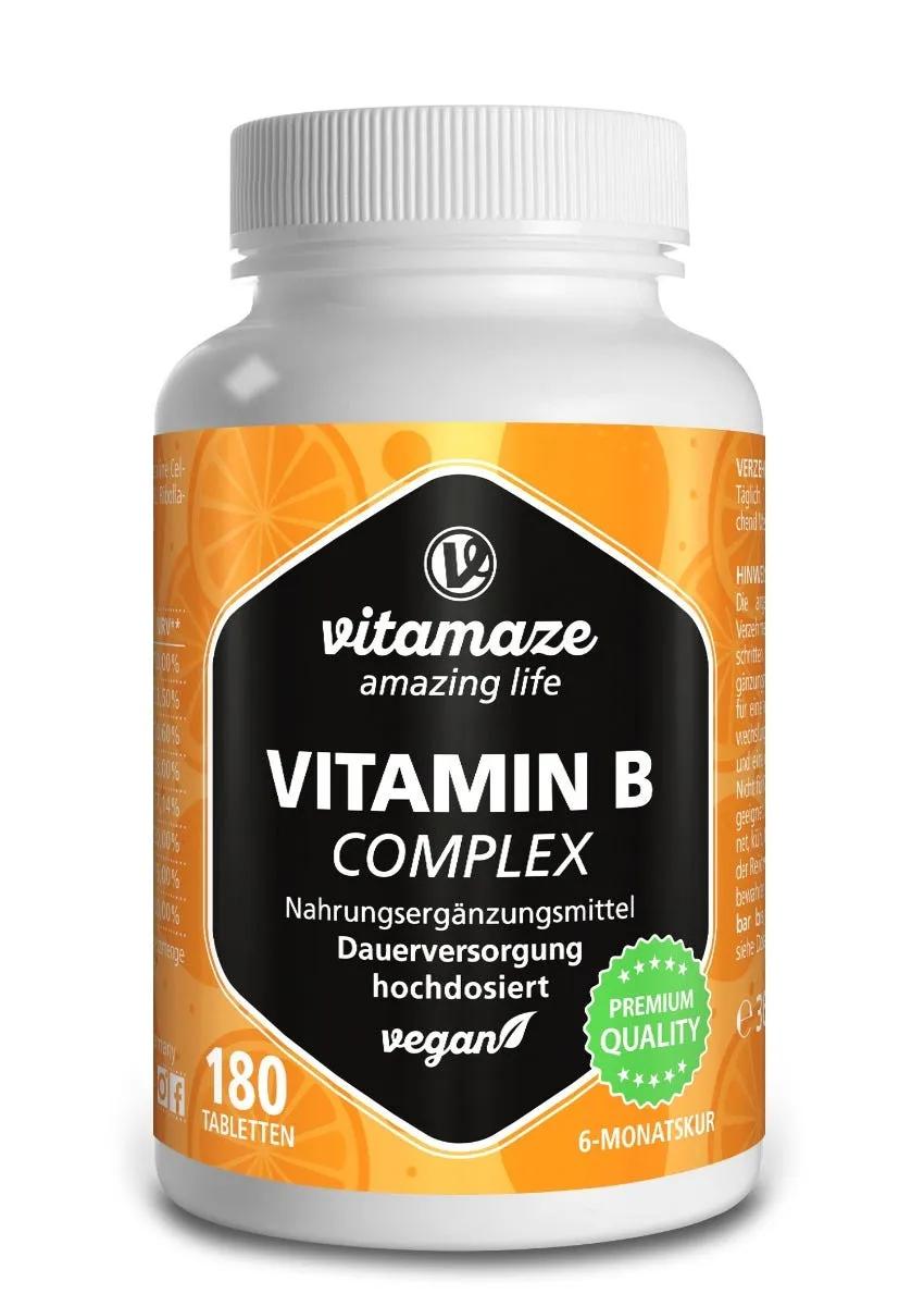 Vitamaze Vitamina B Complesso Ad Alto Dosaggio Integratore Vegano 180 Compresse