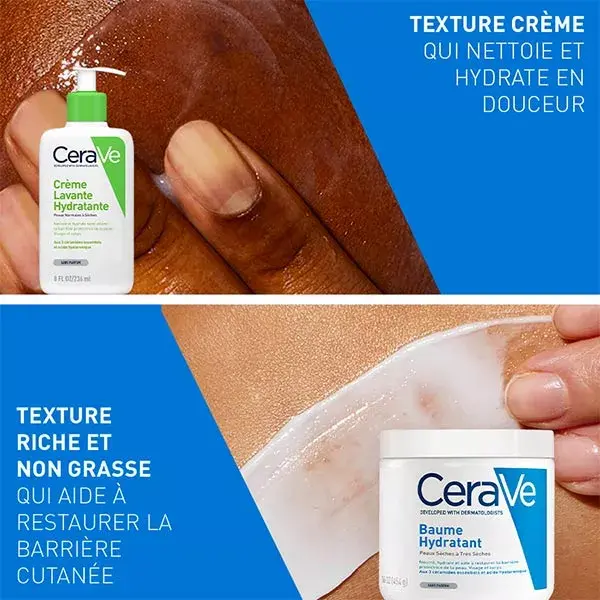 Cerave Routine Peaux à Tendance Atopique Crème Lavante Hydratante 473ml & Baume Hydratant 454g