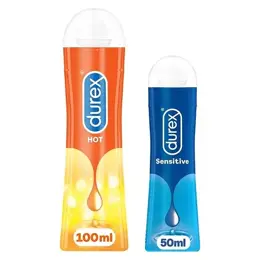 Durex Lot de 2 Gels Lubrifiants Sexuels + 1 Gel Stimulant Effet Chauffant 100ml + 1 Gel Intime Sensitive 50ml