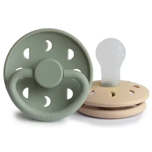 Frigg Moon Phase Pacifier Block Silicone Croissant/Sage +0m 2 units