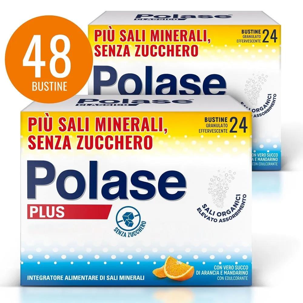 Polase Plus Più Magnesio e Potassio Integratore Alimentare Sali Minerali Arancia Mandarino 24 + 24 Bustine