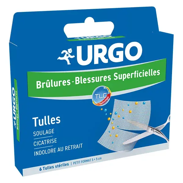 Urgo First Aid Burns Superficial Wounds Sterile Tulle 5 x 5cm 6 units