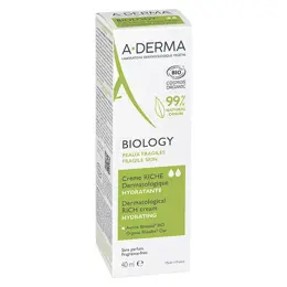 A-Derma Biology Crème Riche Dermatologique Hydratante Bio 40ml