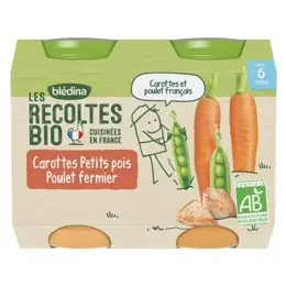 Blédina Les Récoltes Bio Pot Petits Pois Poulet +6m 2 x 200g