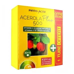 Phytoactif Acérola plus 500 2 x 15 comprimés + 15 Offerts