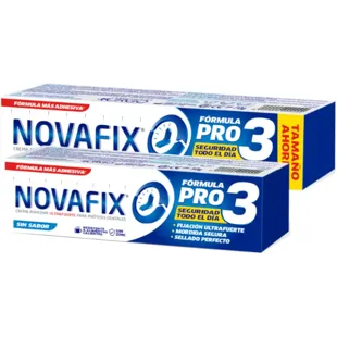 Novafix Pro3 Crème adhésive pour prothèses dentaires sans saveur 70 gr + 50 gr OFFERTS